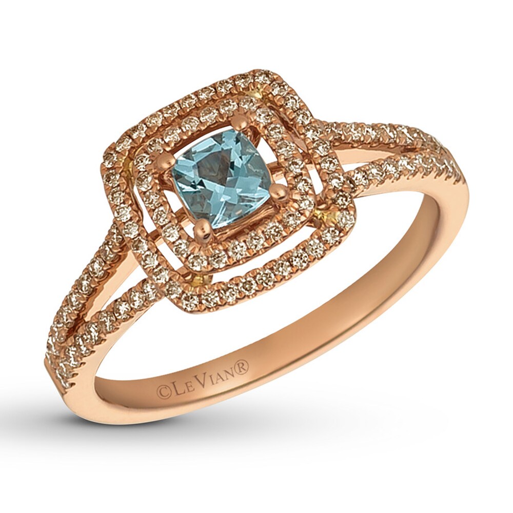 Le Vian Aquamarine Ring 1/3 ct tw Diamonds 14K Strawberry Gold kbsaip7p Le Vian Aquamarine Ring 1/3 ct tw Diamonds 14K Strawberry Gold kbsaip7p