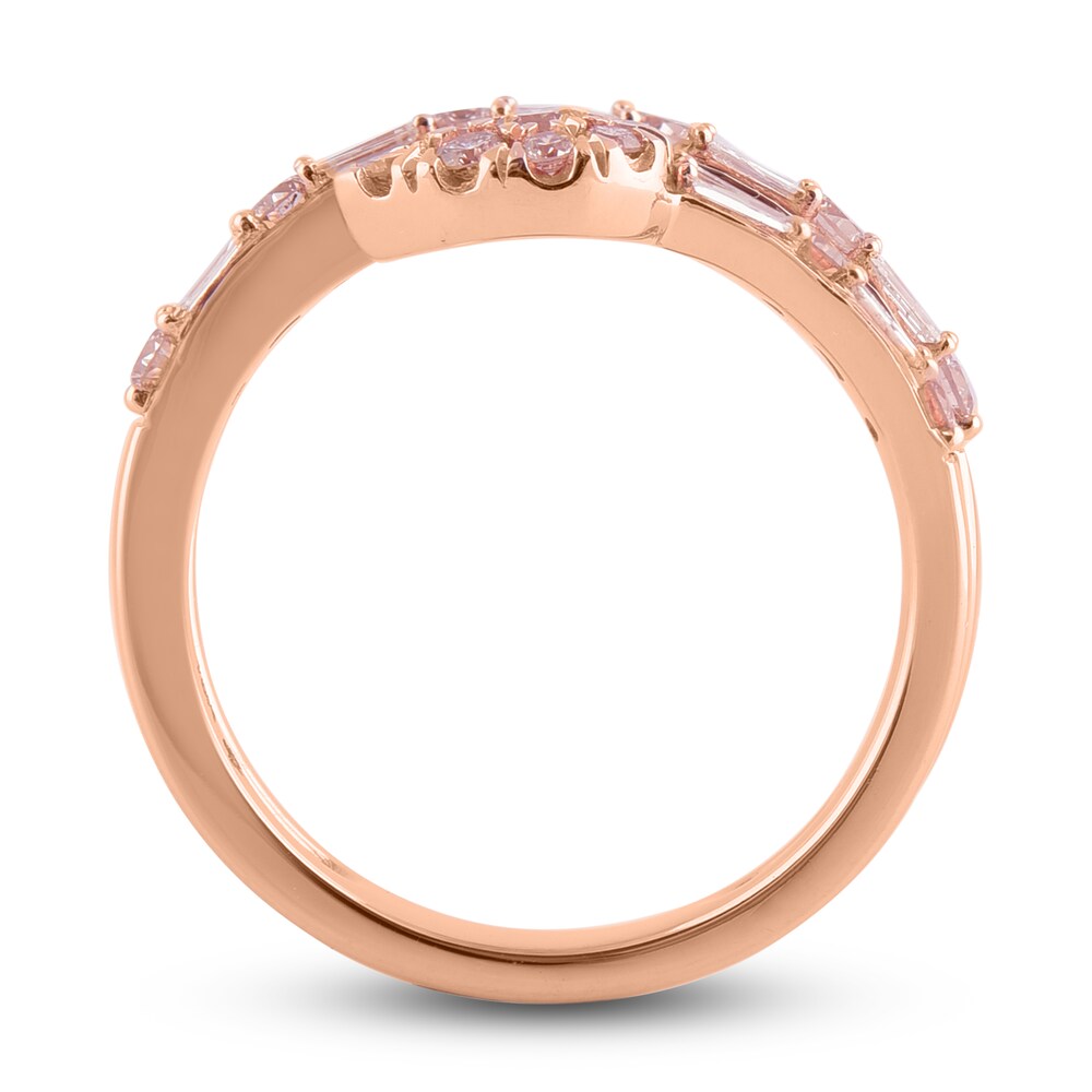 Pink & White Diamond Wrap Ring 1 ct tw Round/Baguette 14K Rose Gold kdrbJI00 Pink & White Diamond Wrap Ring 1 ct tw Round/Baguette 14K Rose Gold kdrbJI00