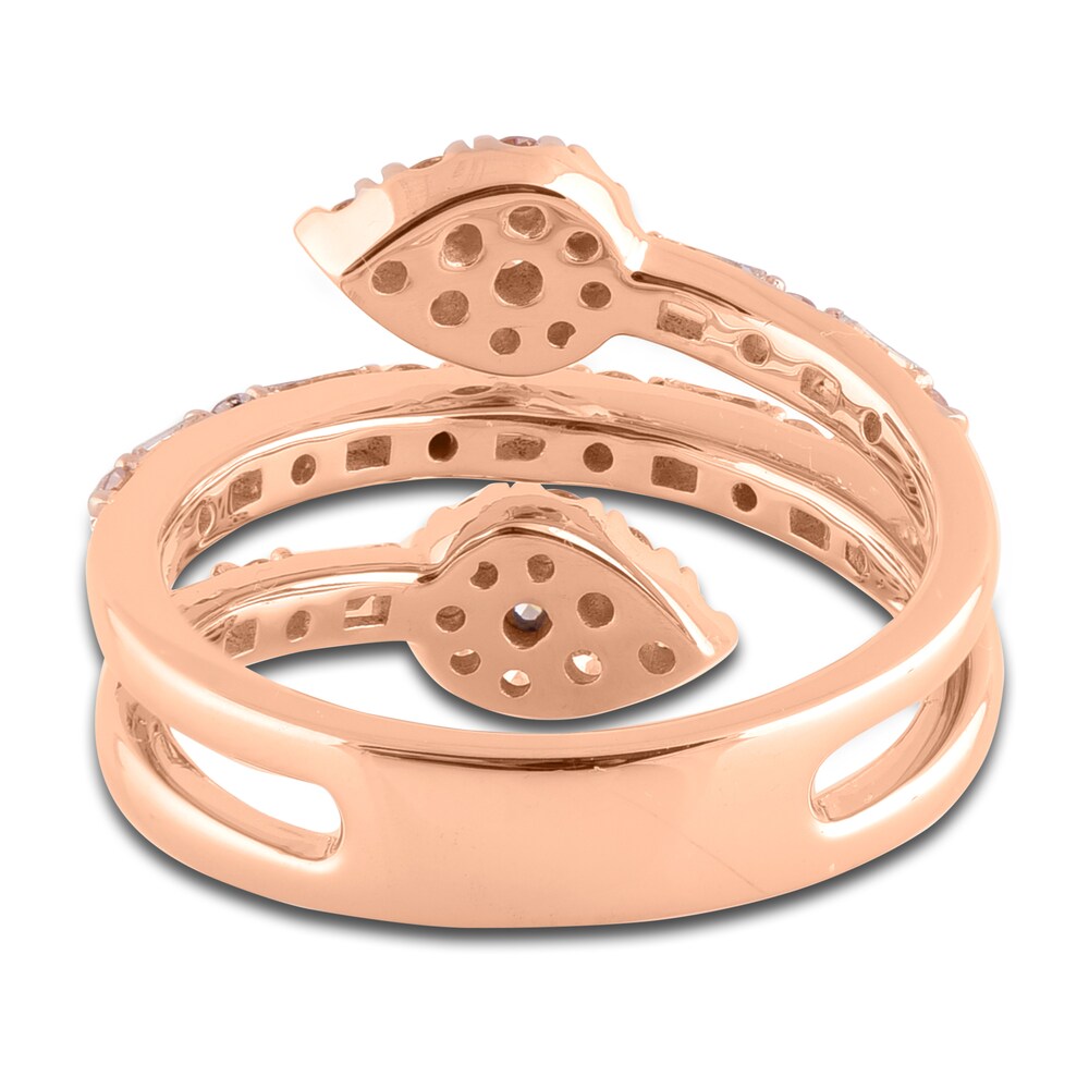 Pink & White Diamond Wrap Ring 1 ct tw Round/Baguette 14K Rose Gold kdrbJI00 Pink & White Diamond Wrap Ring 1 ct tw Round/Baguette 14K Rose Gold kdrbJI00