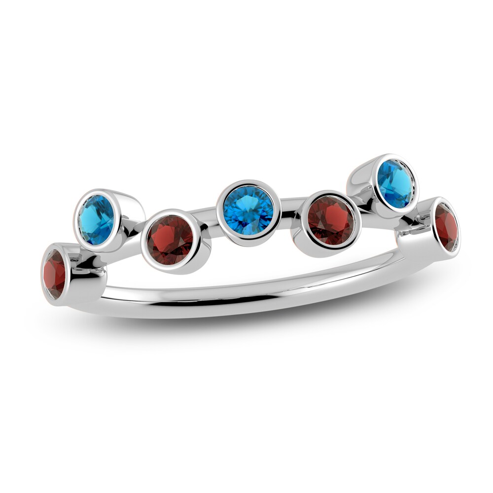 Juliette Maison Natural Blue Zircon & Natural Garnet Ring 10K White Gold kmZIZFfH Juliette Maison Natural Blue Zircon & Natural Garnet Ring 10K White Gold kmZIZFfH