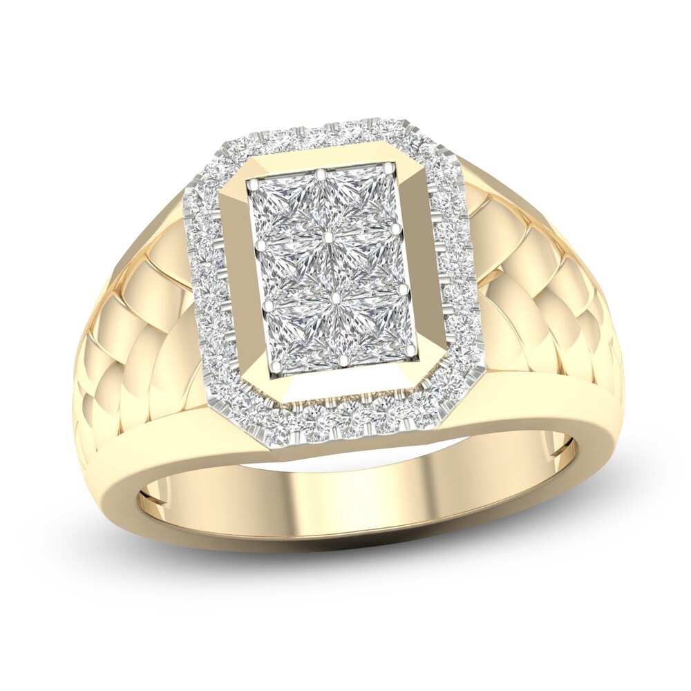 Men's Diamond Ring 1 ct tw Princess/Round 10K Yellow Gold kxCqJuHH Men's Diamond Ring 1 ct tw Princess/Round 10K Yellow Gold kxCqJuHH