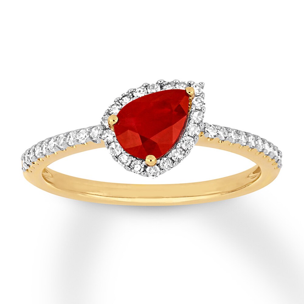 Natural Ruby Ring 1/5 ct tw Diamonds 14K Yellow Gold kzOIxQL0 Natural Ruby Ring 1/5 ct tw Diamonds 14K Yellow Gold kzOIxQL0