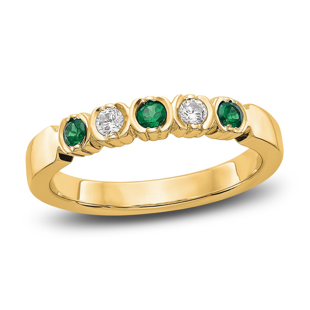 Natural Emerald Wedding Band 1/10 ct tw Round 14K Yellow Gold l0VfwBYm Natural Emerald Wedding Band 1/10 ct tw Round 14K Yellow Gold l0VfwBYm