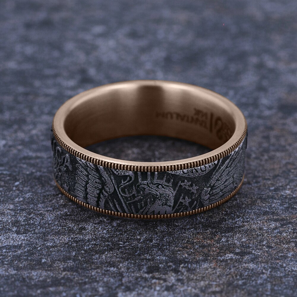 Coin Wedding Band Tantalum/14K Rose Gold 7.5mm l9CB8cJP