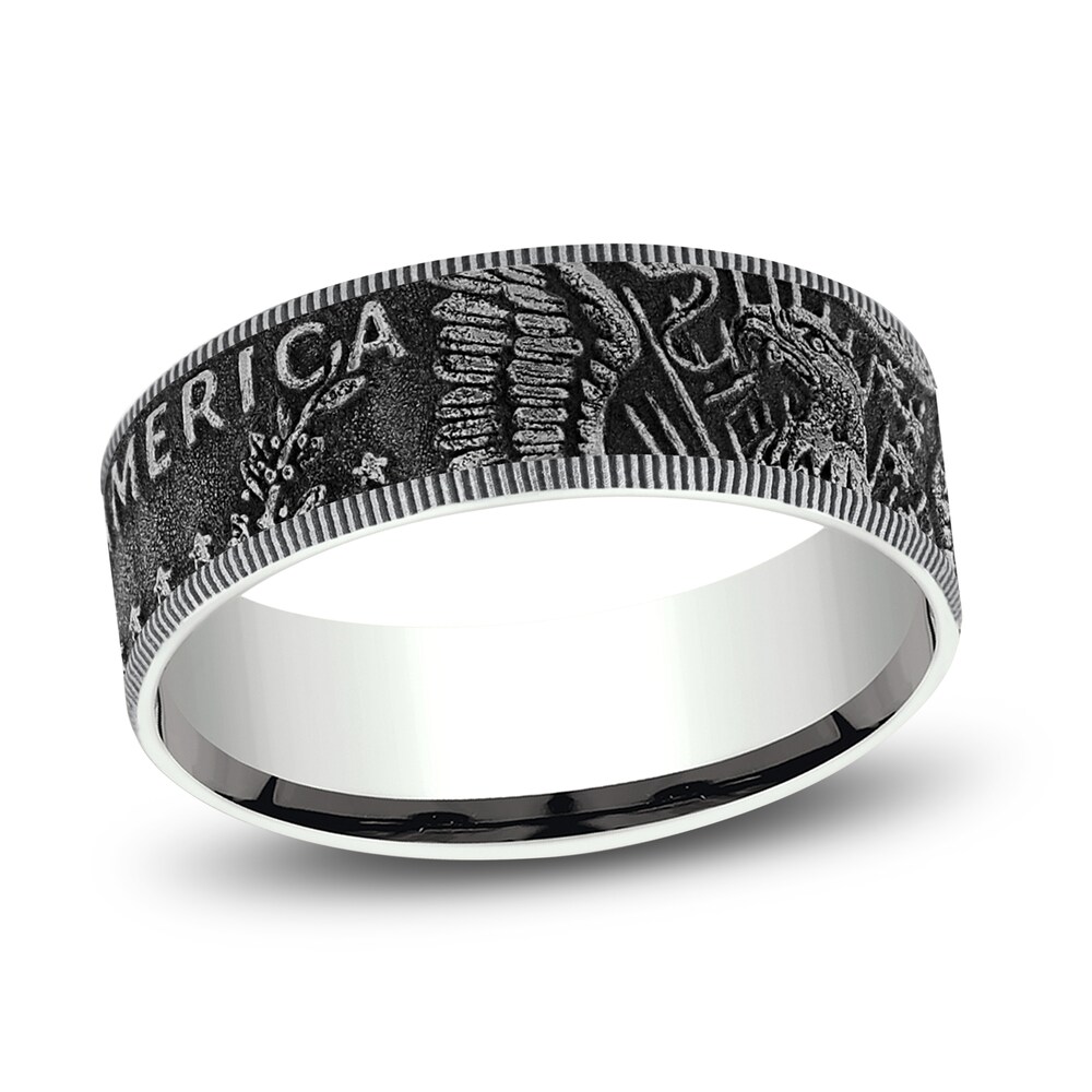 Coin Wedding Band Tantalum/14K White Gold 7.5mm lA9hqTo0