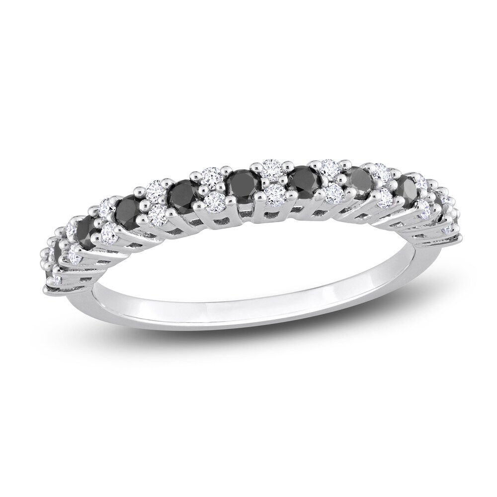 Black & White Diamond Wedding Band 1/2 ct tw Round 14K White Gold lIuUEeF5 Black & White Diamond Wedding Band 1/2 ct tw Round 14K White Gold lIuUEeF5