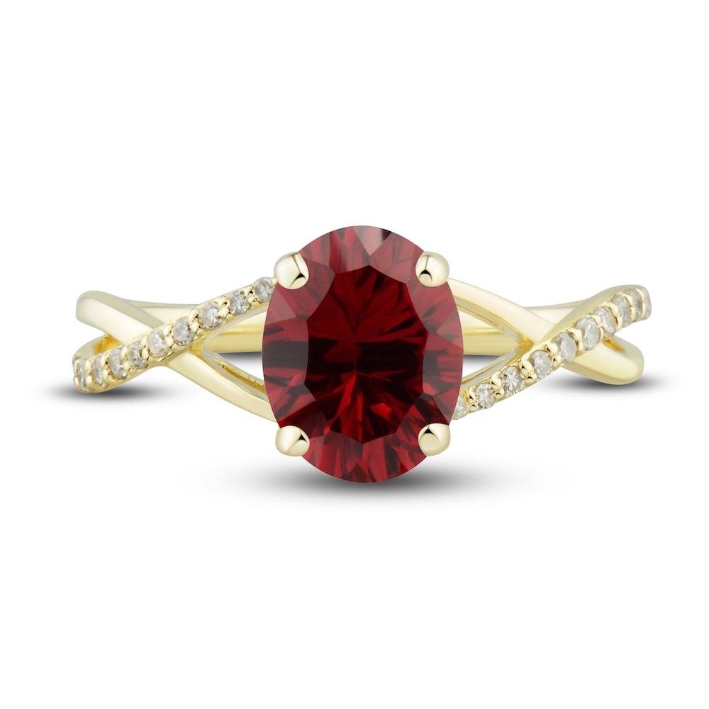 Lab-Created Ruby Ring, Earring & Necklace Set 1/5 ct tw Diamonds 10K Yellow Gold lYs1zwX0 Lab-Created Ruby Ring, Earring & Necklace Set 1/5 ct tw Diamonds 10K Yellow Gold lYs1zwX0