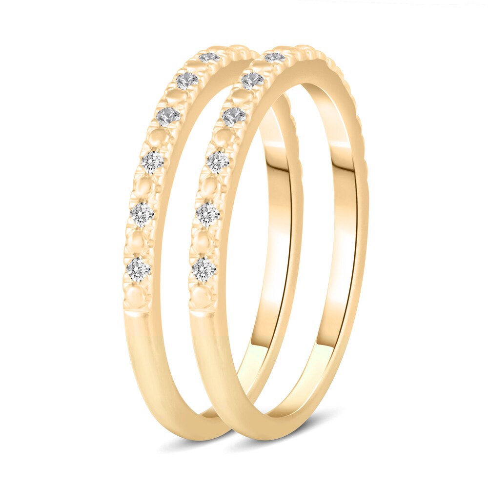 Diamond Double Wedding Band Set 1/8 ct tw 14K Yellow Gold lbs5l87Q Diamond Double Wedding Band Set 1/8 ct tw 14K Yellow Gold lbs5l87Q