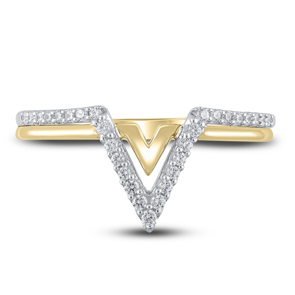 Diamond Contour Wedding Band 1/6 ct tw Round 10K Two-Tone Gold lkSnmQBW