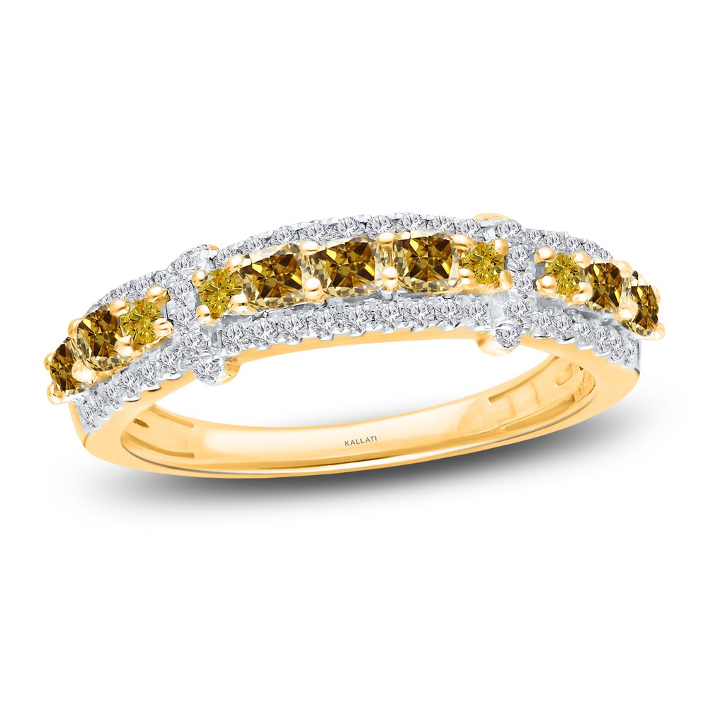 Kallati Natural Yellow Diamond Ring 1 ct tw Round 14K Yellow Gold lrl2SSLj Kallati Natural Yellow Diamond Ring 1 ct tw Round 14K Yellow Gold lrl2SSLj