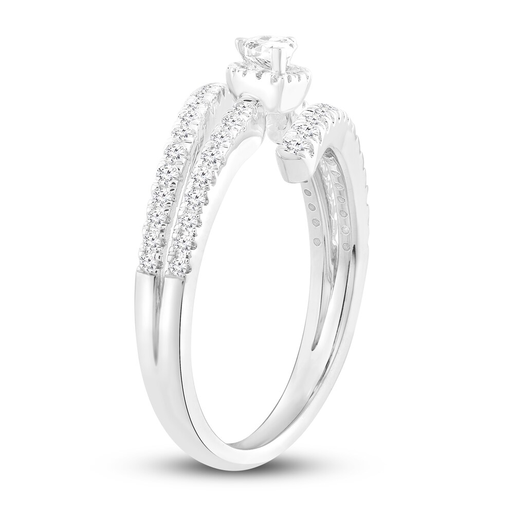 Diamond Ring 3/4 ct tw Pear/Round 10K White Gold lwIVbSsp Diamond Ring 3/4 ct tw Pear/Round 10K White Gold lwIVbSsp