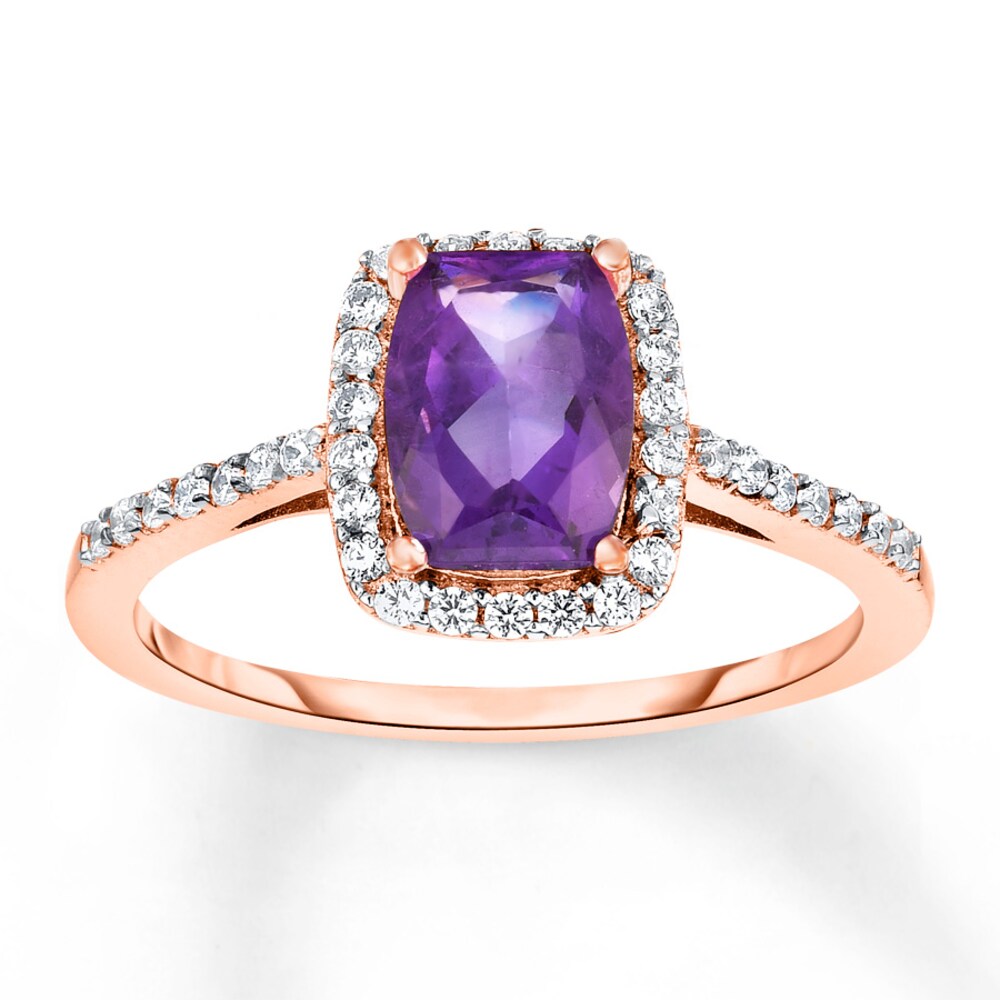 Amethyst Ring 1/4 ct tw Diamonds 14K Rose Gold lxZ0sGp2 Amethyst Ring 1/4 ct tw Diamonds 14K Rose Gold lxZ0sGp2