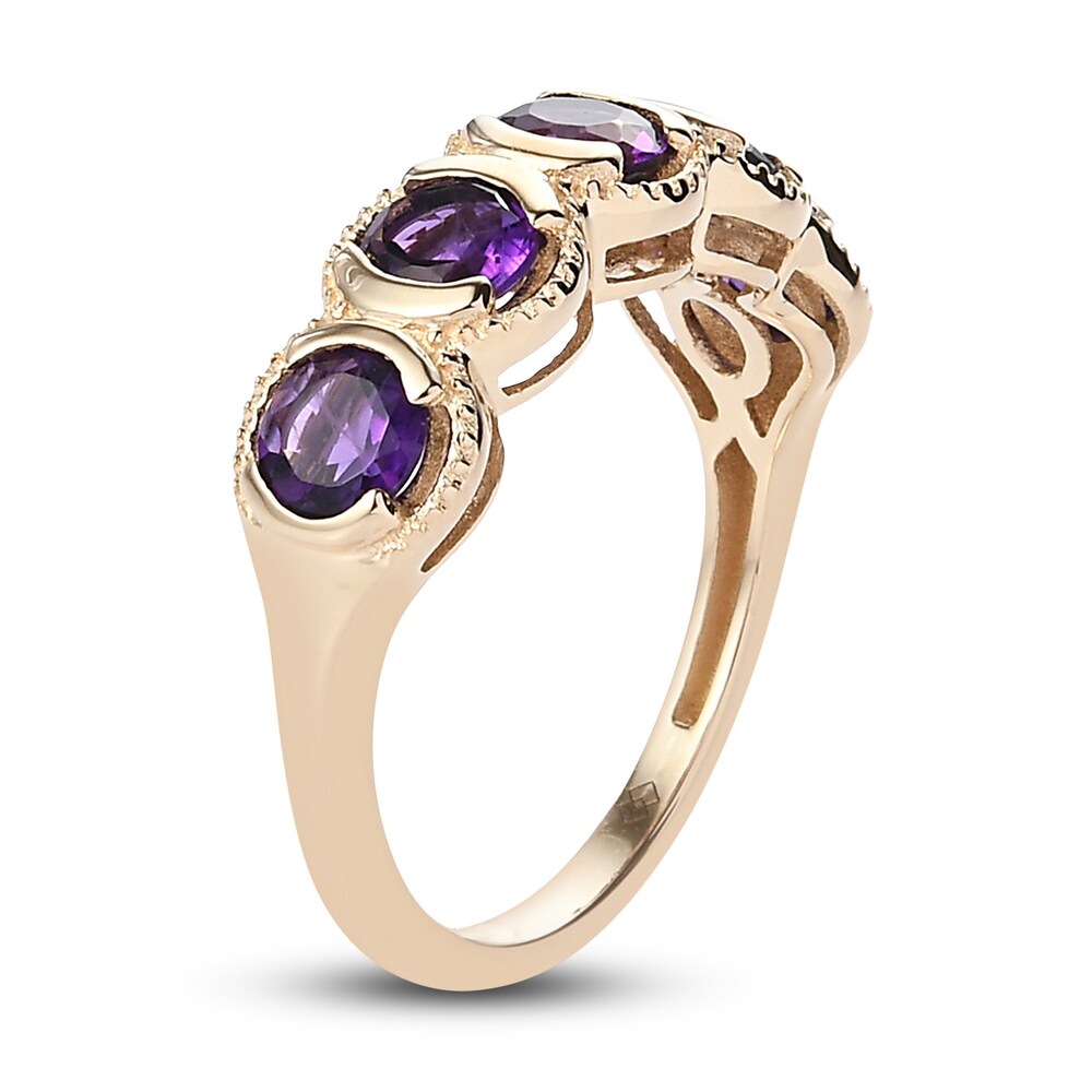 Natural African Amethyst Anniversary Ring 14K Yellow Gold lzVgEplv