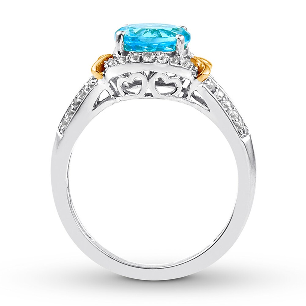 Blue Topaz Ring White Topaz Sterling Silver/10K Gold m6HanHrW Blue Topaz Ring White Topaz Sterling Silver/10K Gold m6HanHrW