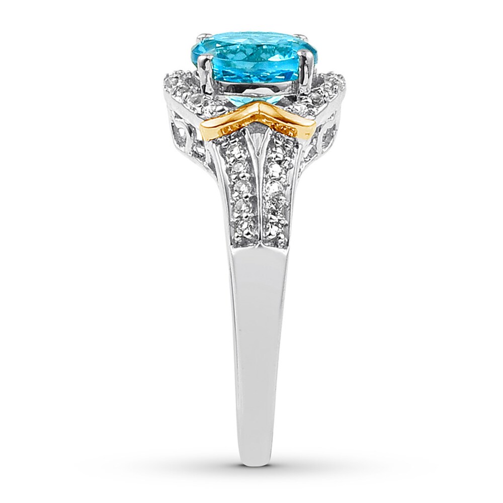 Blue Topaz Ring White Topaz Sterling Silver/10K Gold m6HanHrW Blue Topaz Ring White Topaz Sterling Silver/10K Gold m6HanHrW