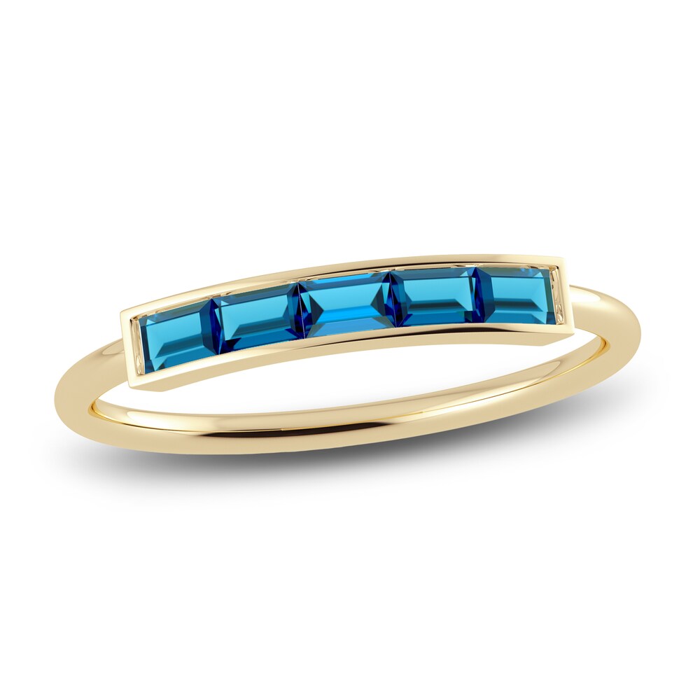 Juliette Maison Natural Blue Zircon Baguette Bar Ring 10K Yellow Gold mBJEq5TY Juliette Maison Natural Blue Zircon Baguette Bar Ring 10K Yellow Gold mBJEq5TY