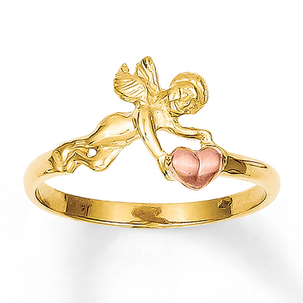 Angel & Heart Ring 14K Two-Tone Gold mNlfaKjH Angel & Heart Ring 14K Two-Tone Gold mNlfaKjH