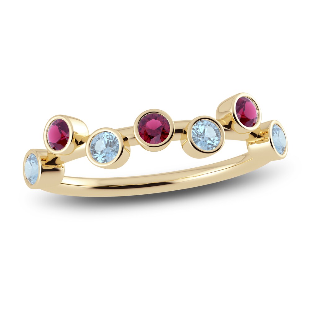 Juliette Maison Natural Aquamarine & Natural Rhodolite Garnet Ring 10K Yellow Gold mVeEBDhp Juliette Maison Natural Aquamarine & Natural Rhodolite Garnet Ring 10K Yellow Gold mVeEBDhp