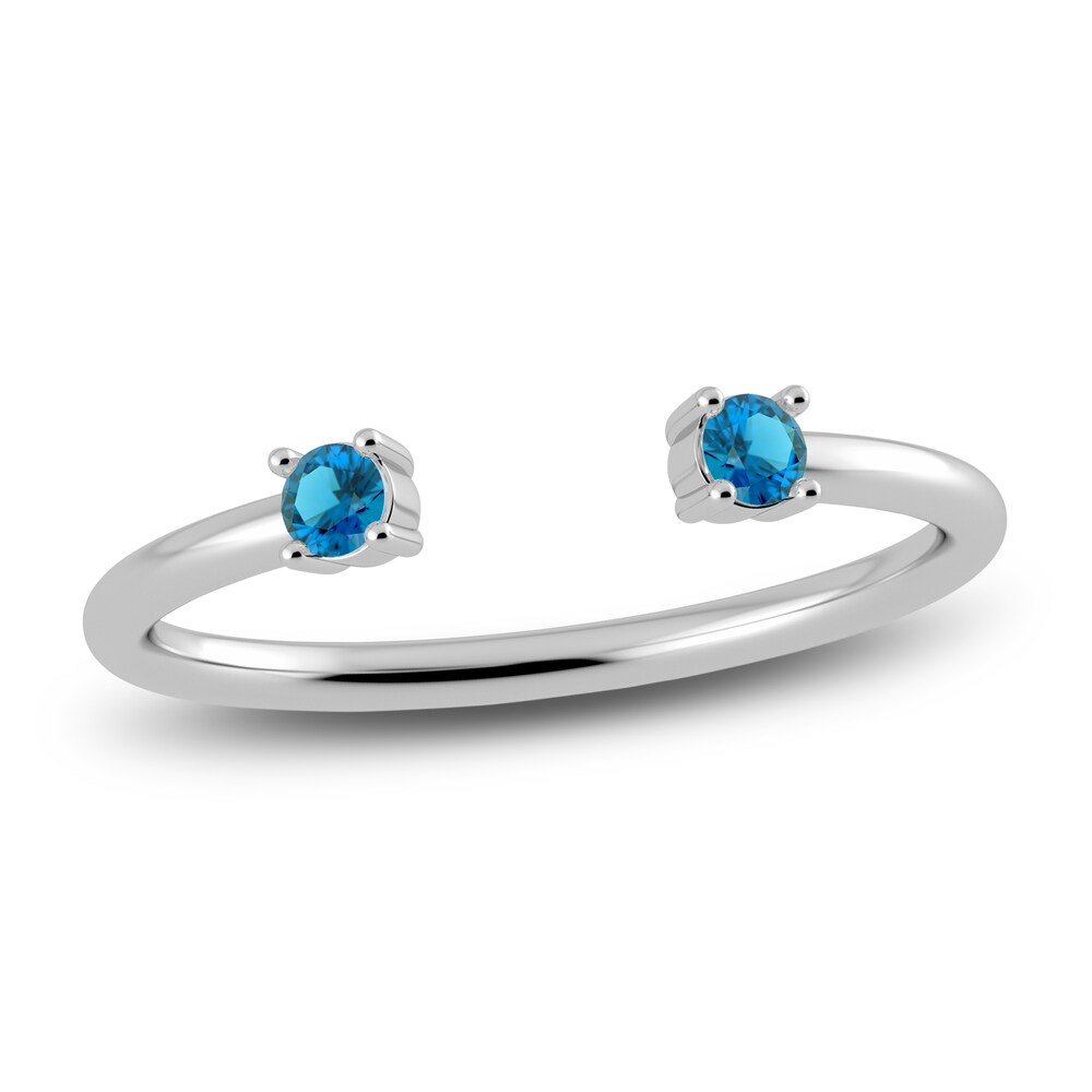 Juliette Maison Natural Blue Zircon Cuff Ring 10K White Gold mYvNyARY Juliette Maison Natural Blue Zircon Cuff Ring 10K White Gold mYvNyARY