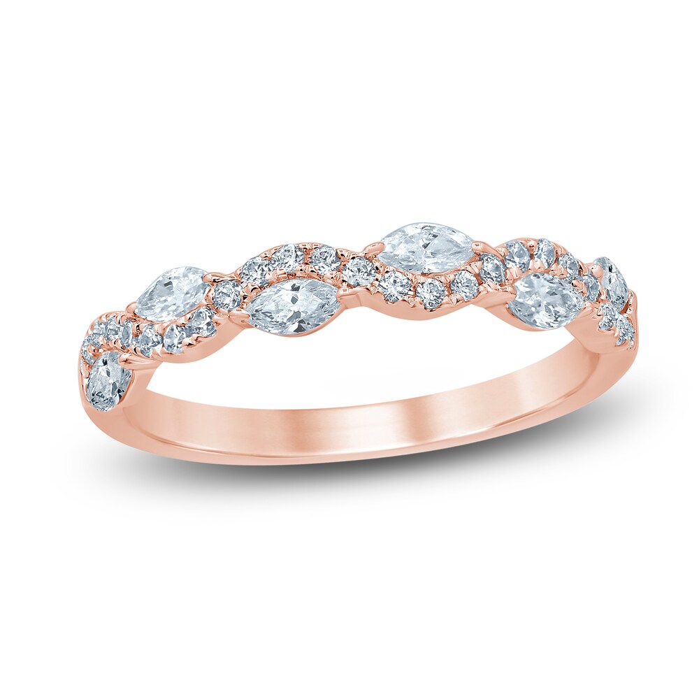 Diamond Anniversary Band 1/2 ct tw Marquise/Round 14K Rose Gold mnbrgXFc Diamond Anniversary Band 1/2 ct tw Marquise/Round 14K Rose Gold mnbrgXFc