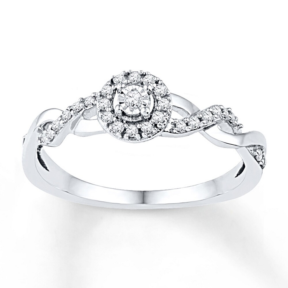 Diamond Promise Ring 1/6 ct tw Round-cut 10K White Gold mvmI91wb Diamond Promise Ring 1/6 ct tw Round-cut 10K White Gold mvmI91wb