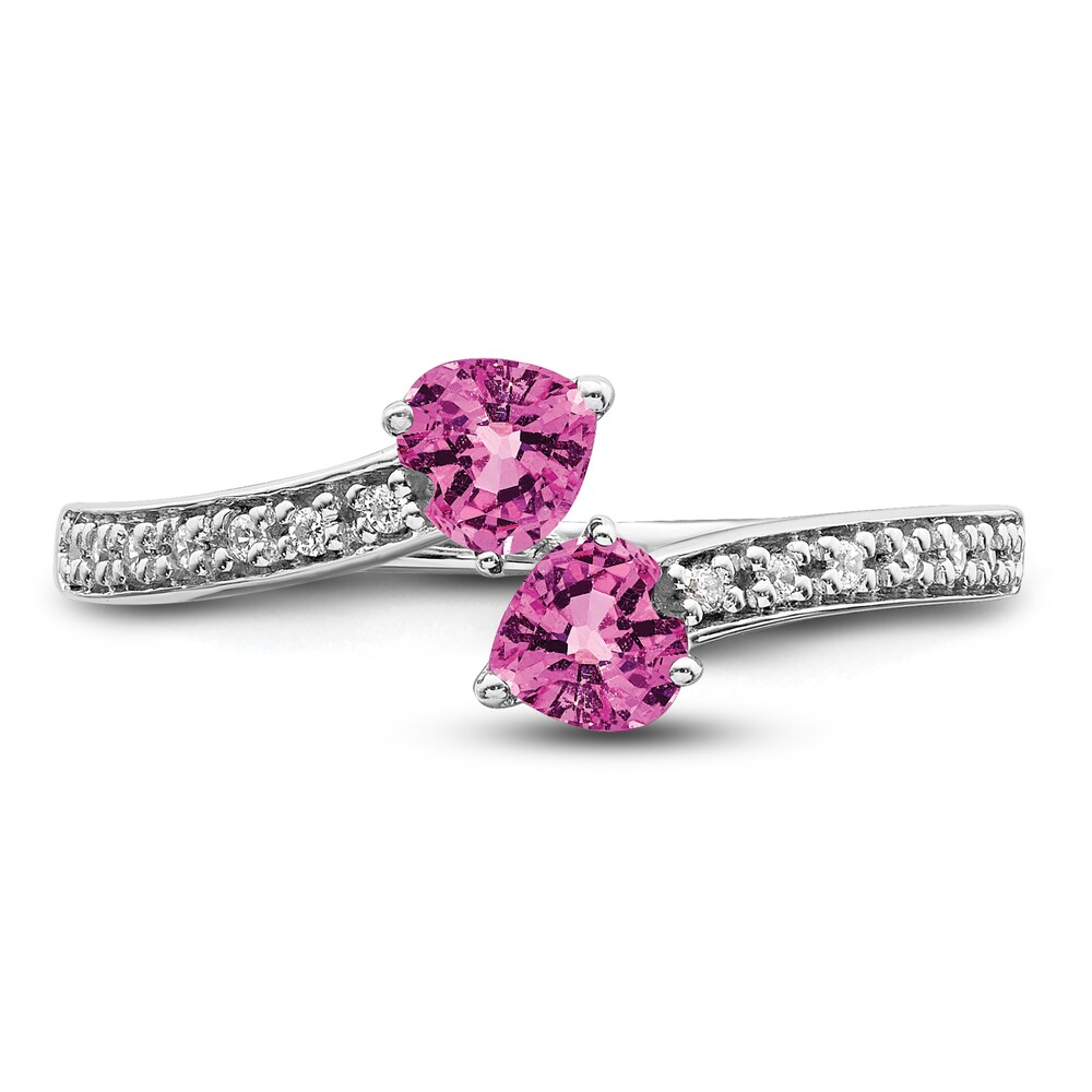 Lab-Created Pink Sapphire Ring 1/15 ct tw Diamonds 14K White Gold mvucTMGU