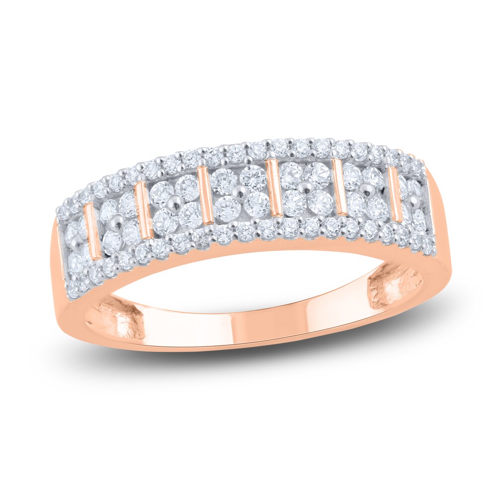 Diamond Bar Anniversary Band 1/2 ct tw Round 14K Rose Gold mzG9oRTL Diamond Bar Anniversary Band 1/2 ct tw Round 14K Rose Gold mzG9oRTL