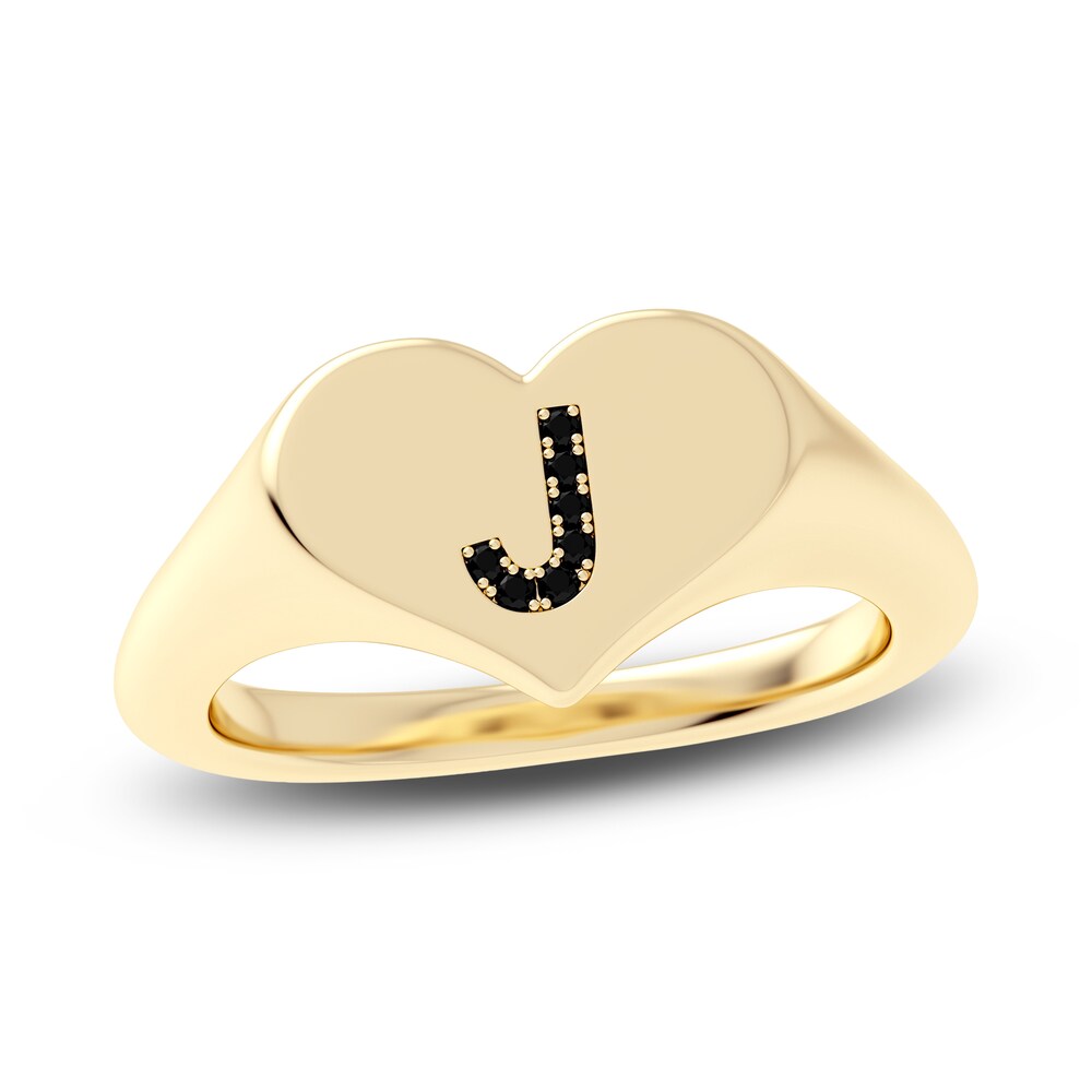 Juliette Maison Black Diamond Initial Heart Signet Ring 1/6 ct tw Round 10K Yellow Gold n4PEilBA Juliette Maison Black Diamond Initial Heart Signet Ring 1/6 ct tw Round 10K Yellow Gold n4PEilBA