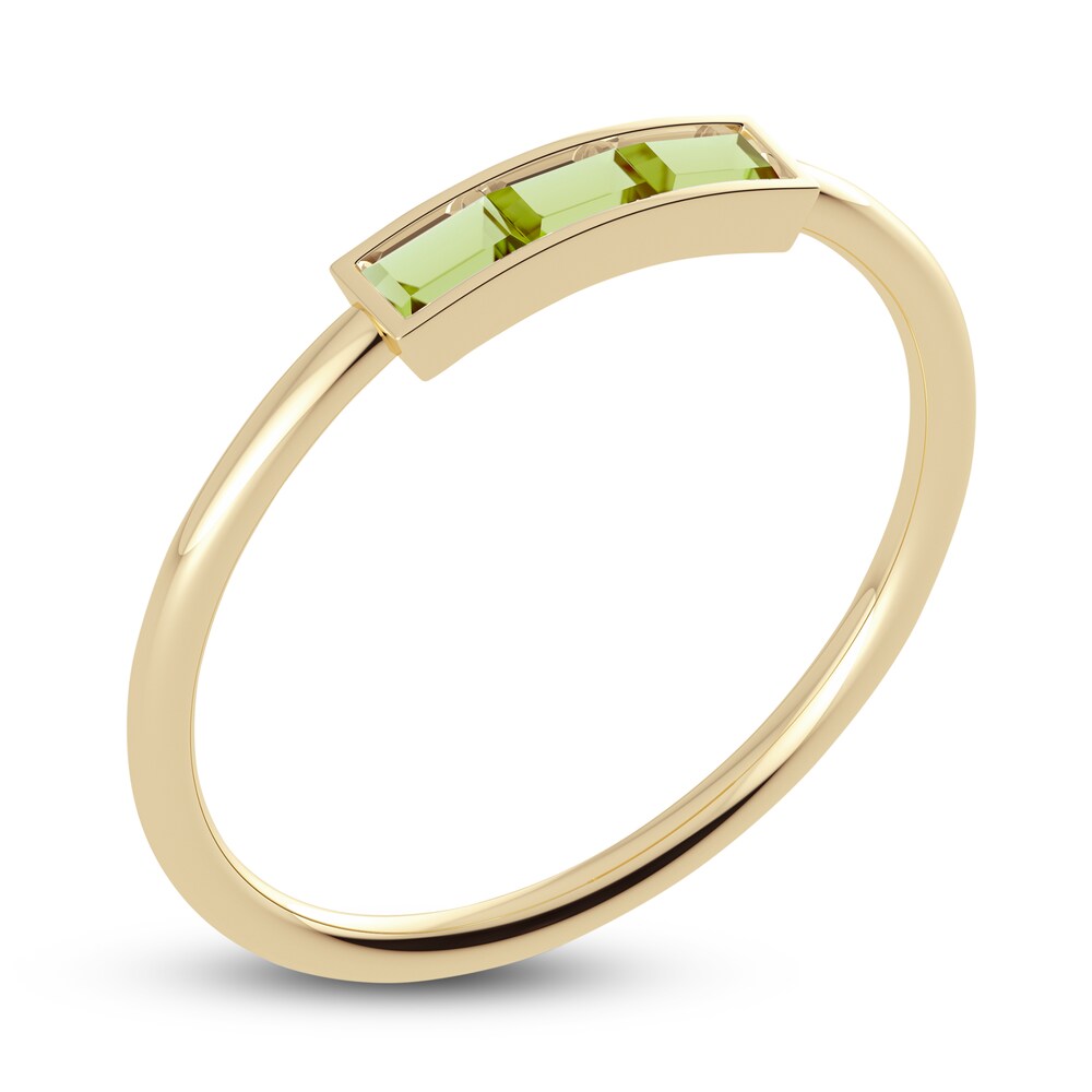 Juliette Maison Natural Peridot Baguette Bar Ring 10K Yellow Gold nCtgUvHD