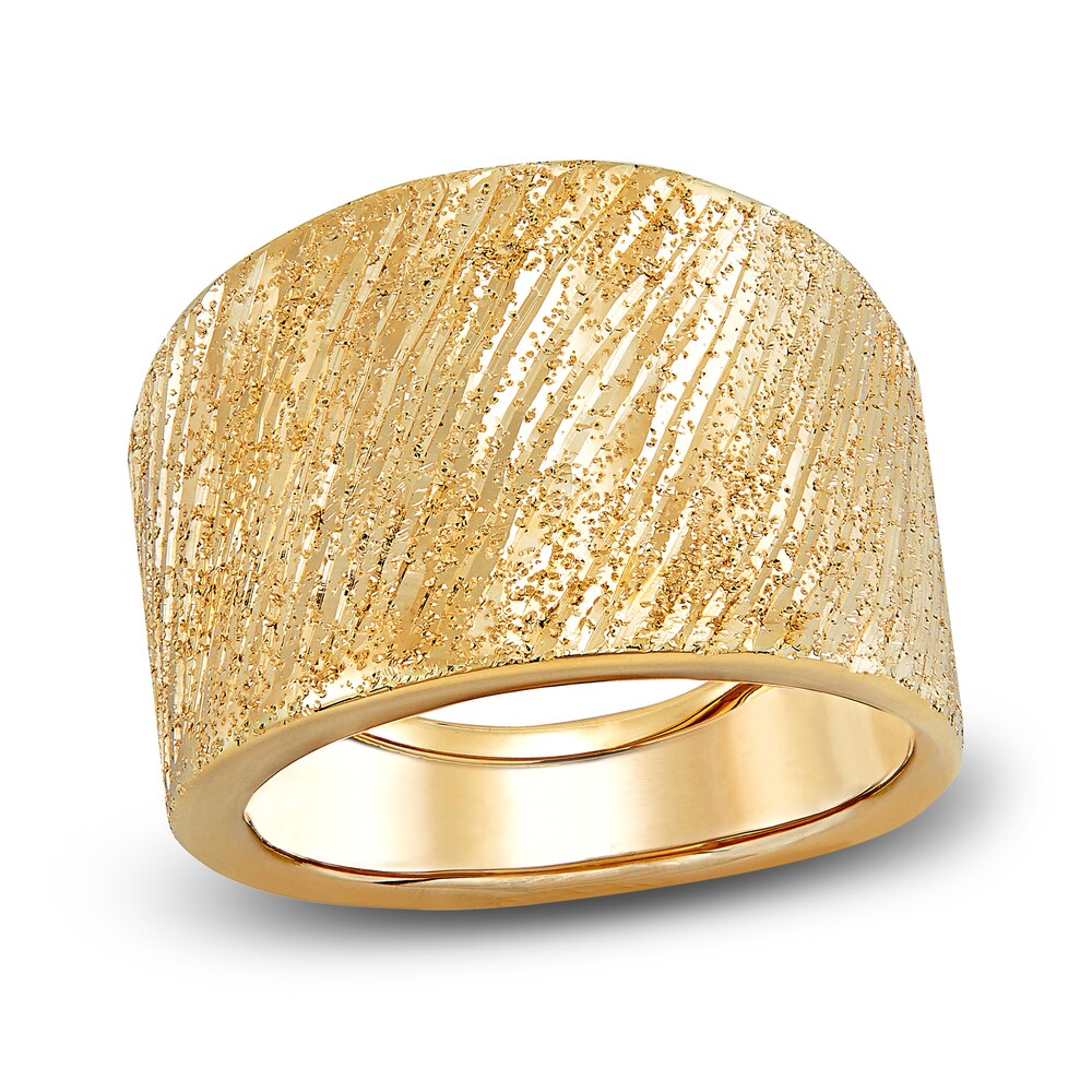 Italia D'Oro Groove Speckle Ring 14K Yellow Gold 15.0mm nJjz78as Italia D'Oro Groove Speckle Ring 14K Yellow Gold 15.0mm nJjz78as