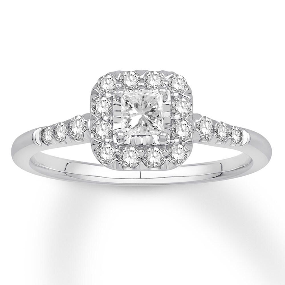 Diamond Promise Ring 1/2 ct tw Princess/Round 10K White Gold nJoUBryz Diamond Promise Ring 1/2 ct tw Princess/Round 10K White Gold nJoUBryz
