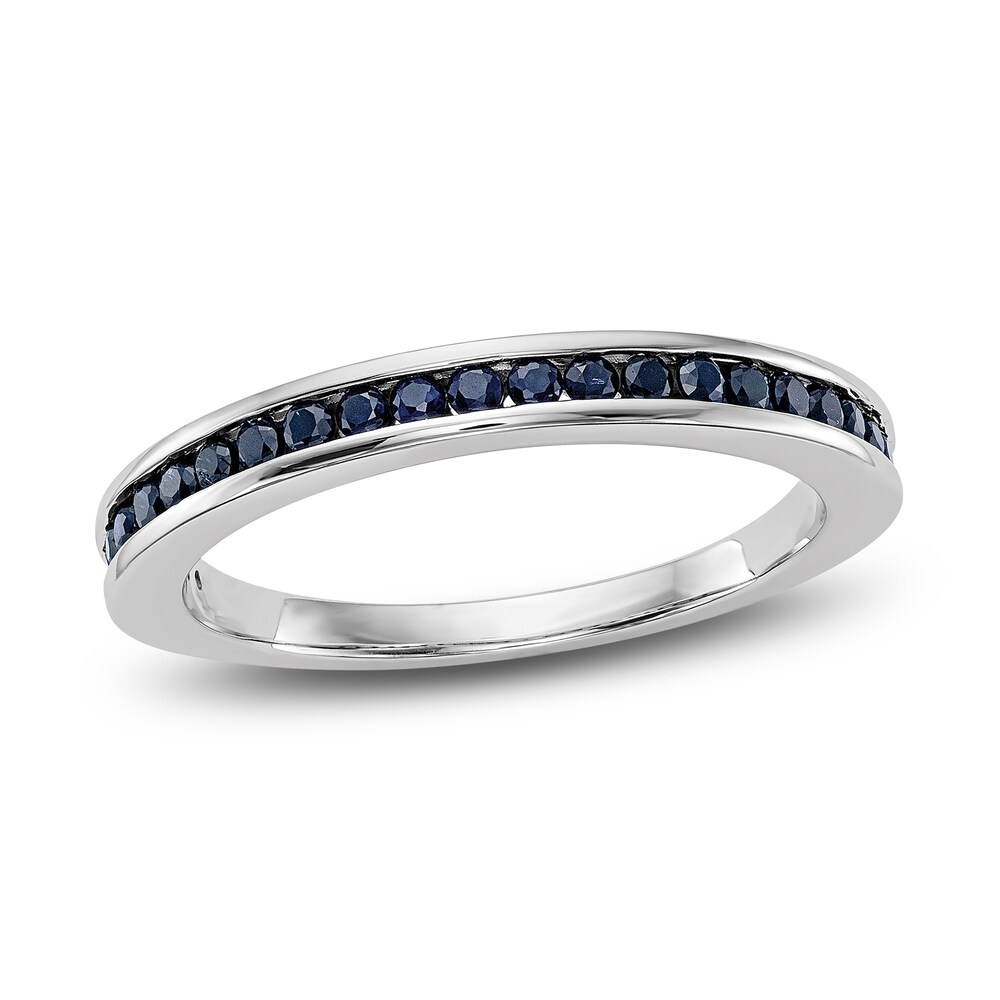 Natural Blue Sapphire Stackable Ring 14K White Gold nPq58cqH Natural Blue Sapphire Stackable Ring 14K White Gold nPq58cqH