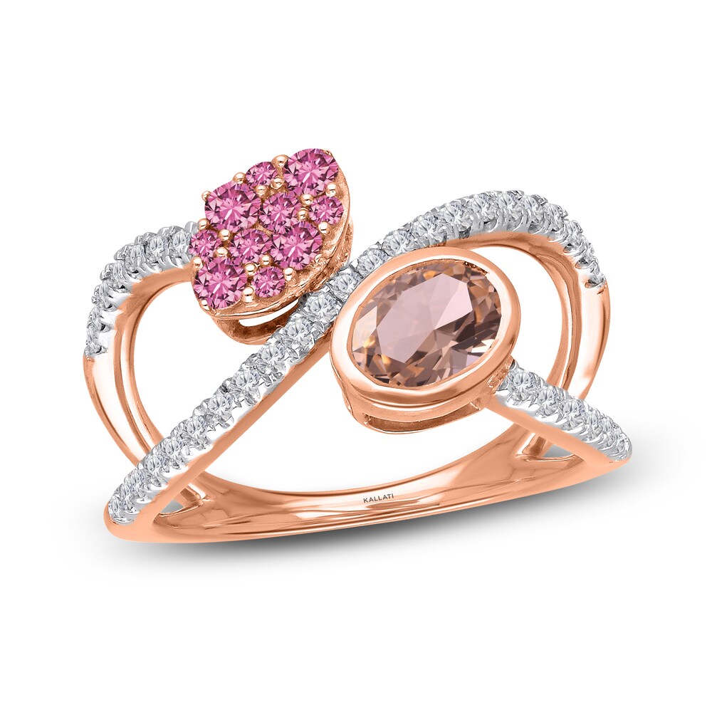 Kallati Natural Pink Sapphire & Natural Morganite Ring 3/8 ct tw Diamonds 14K Rose Gold nRtz9KyF Kallati Natural Pink Sapphire & Natural Morganite Ring 3/8 ct tw Diamonds 14K Rose Gold nRtz9KyF