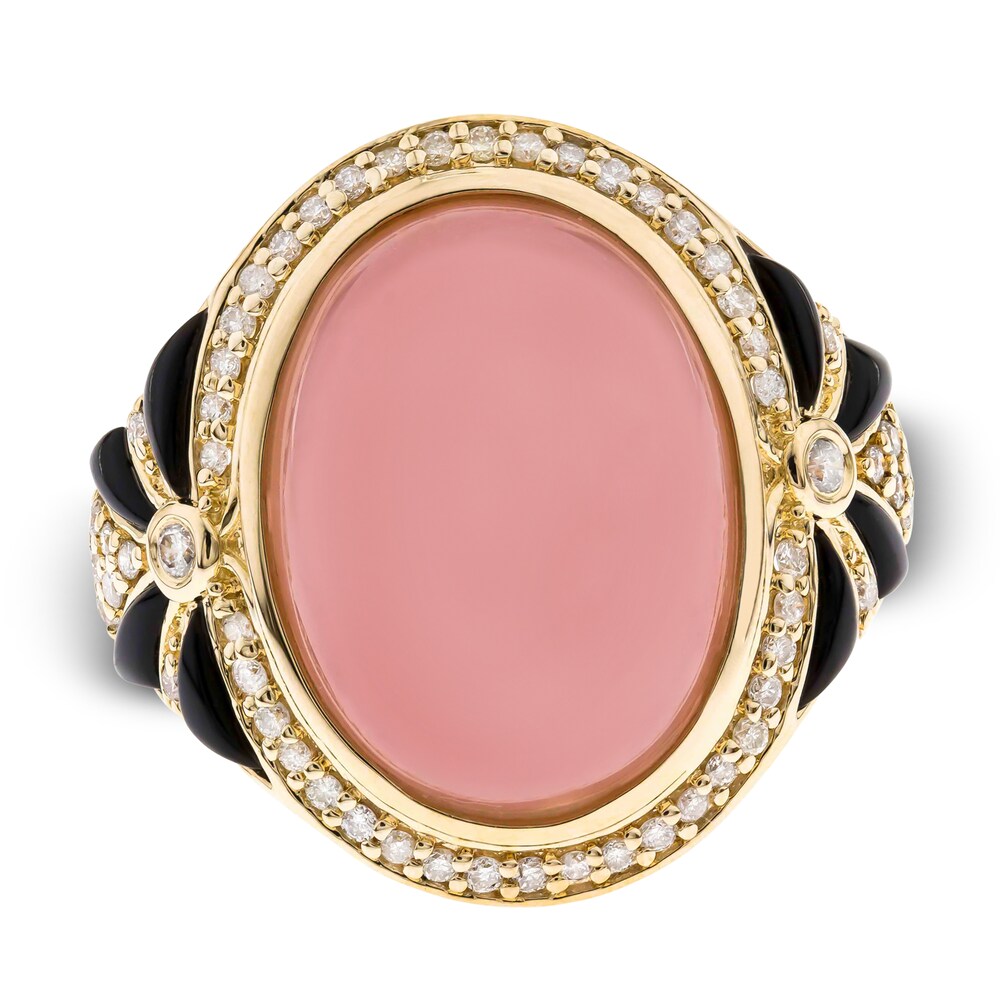 Natural Onyx & Natural Pink Opal Ring 1/3 ct tw Diamonds 14K Yellow Gold nTDbK8qQ Natural Onyx & Natural Pink Opal Ring 1/3 ct tw Diamonds 14K Yellow Gold nTDbK8qQ