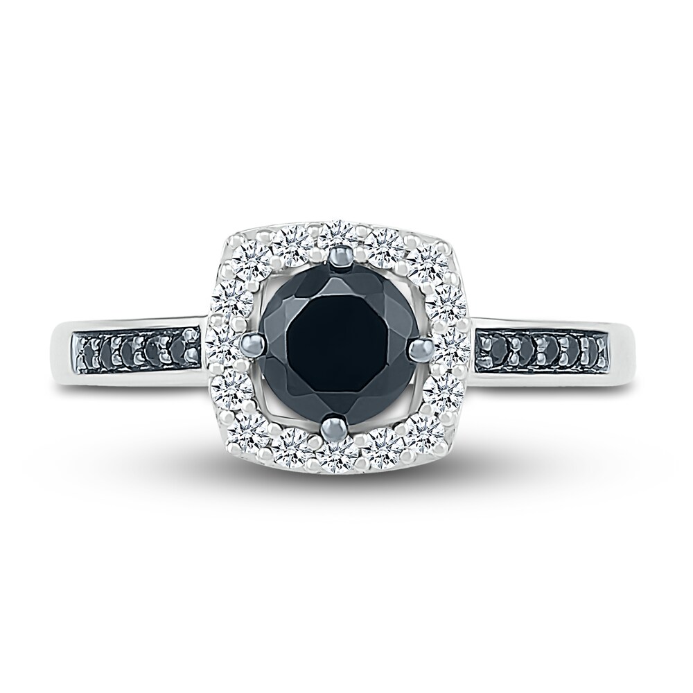 Black & White Diamond Ring 3/4 ct tw Round 10K White Gold nZyvmyND Black & White Diamond Ring 3/4 ct tw Round 10K White Gold nZyvmyND