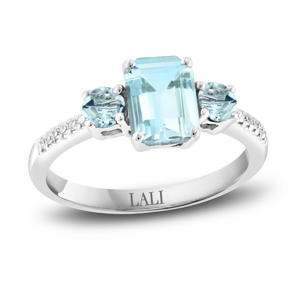 LALI Jewels Natural Aquamarine 3-Stone Engagement Ring 1/15 ct Diamonds 14K White Gold nczlW6jX LALI Jewels Natural Aquamarine 3-Stone Engagement Ring 1/15 ct Diamonds 14K White Gold nczlW6jX