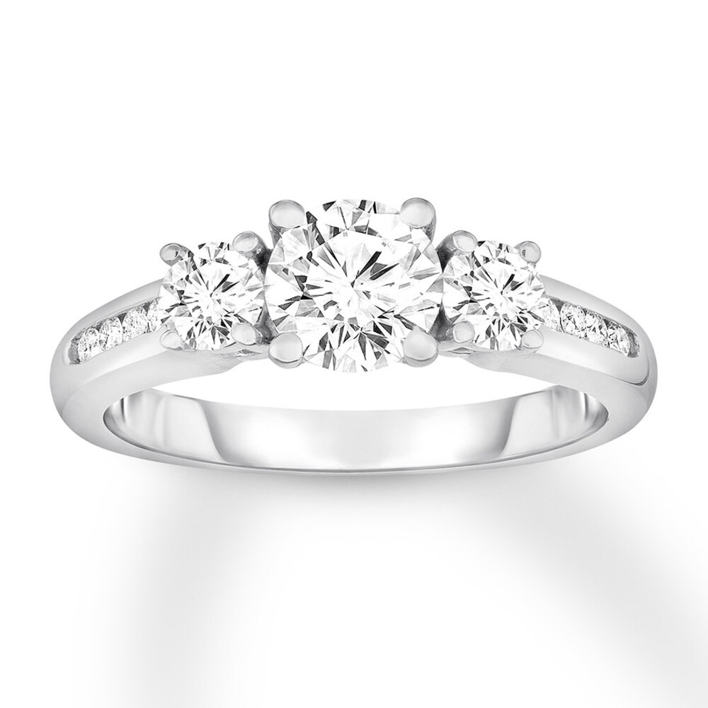 Three-Stone Diamond Ring 1-1/6 ct tw Round-cut 14K White Gold ndBBOYrj Three-Stone Diamond Ring 1-1/6 ct tw Round-cut 14K White Gold ndBBOYrj