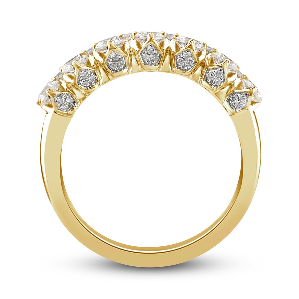 Diamond Double Row Ring 1-1/2 ct tw Round 14K Yellow Gold npRC5fhX Diamond Double Row Ring 1-1/2 ct tw Round 14K Yellow Gold npRC5fhX