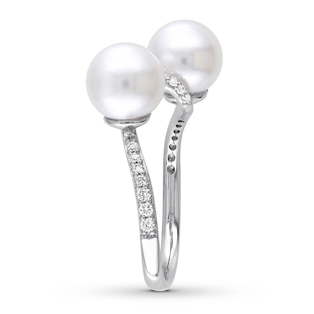Cultured Pearl Ring 1/5 ct tw Diamonds 10K White Gold npWkjpan Cultured Pearl Ring 1/5 ct tw Diamonds 10K White Gold npWkjpan
