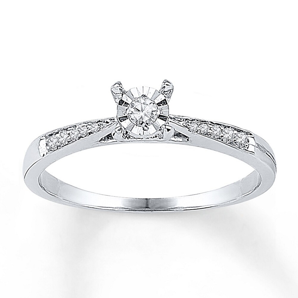 Diamond Promise Ring 1/10 ct tw Round-cut 10K White Gold nuUUF5KU Diamond Promise Ring 1/10 ct tw Round-cut 10K White Gold nuUUF5KU