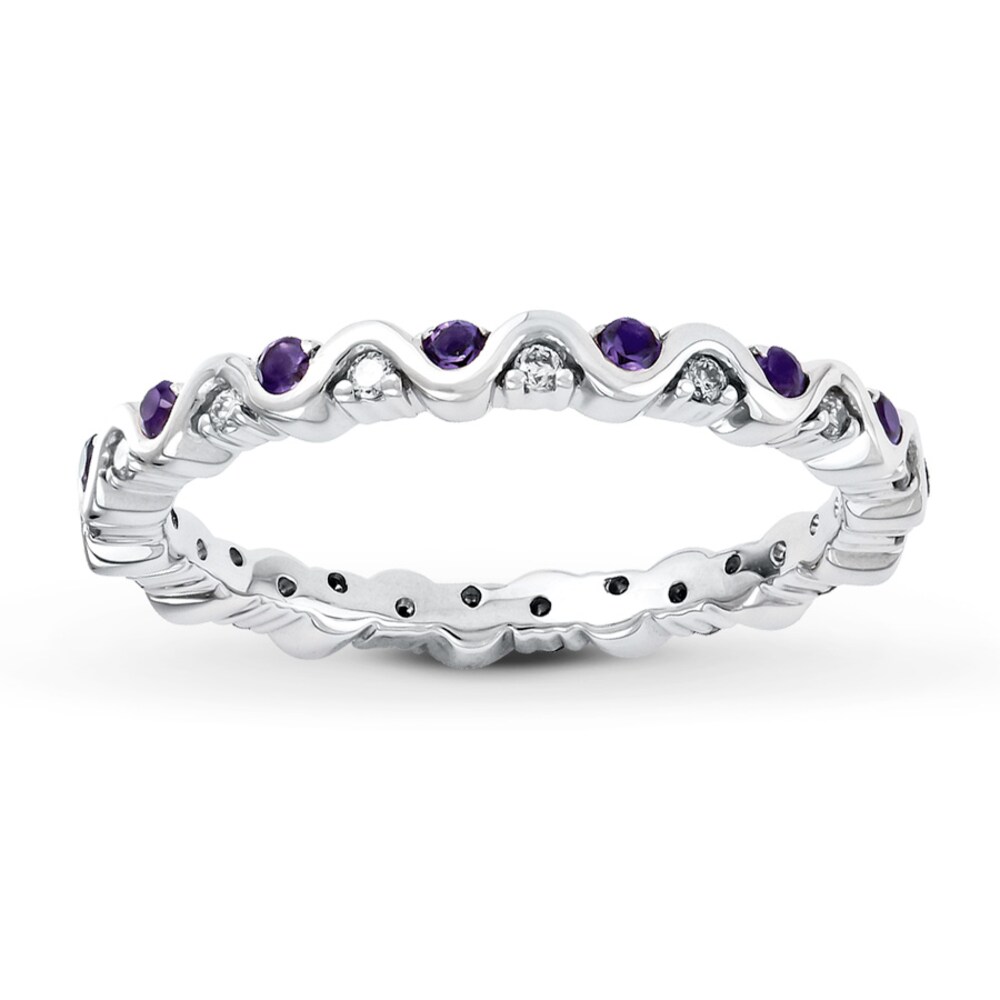 Stackable Amethyst Ring 1/8 ct tw Diamonds Sterling Silver o9kg7exY Stackable Amethyst Ring 1/8 ct tw Diamonds Sterling Silver o9kg7exY