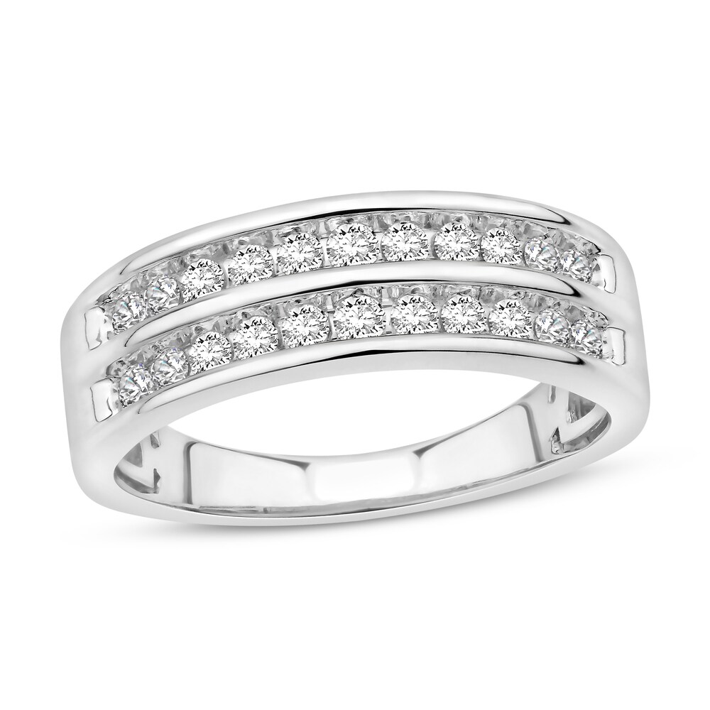 Diamond Double Band Ring 1/2 ct tw Round 14K White Gold oAuZjPfF