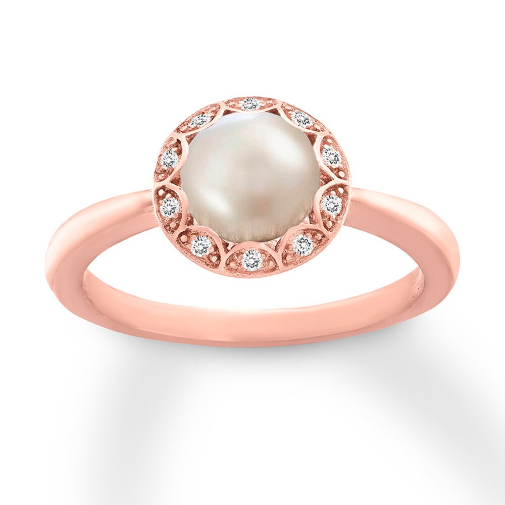 Cultured Pearl Ring 1/20 ct tw Diamonds 10K Rose Gold oBxw5Tqa Cultured Pearl Ring 1/20 ct tw Diamonds 10K Rose Gold oBxw5Tqa