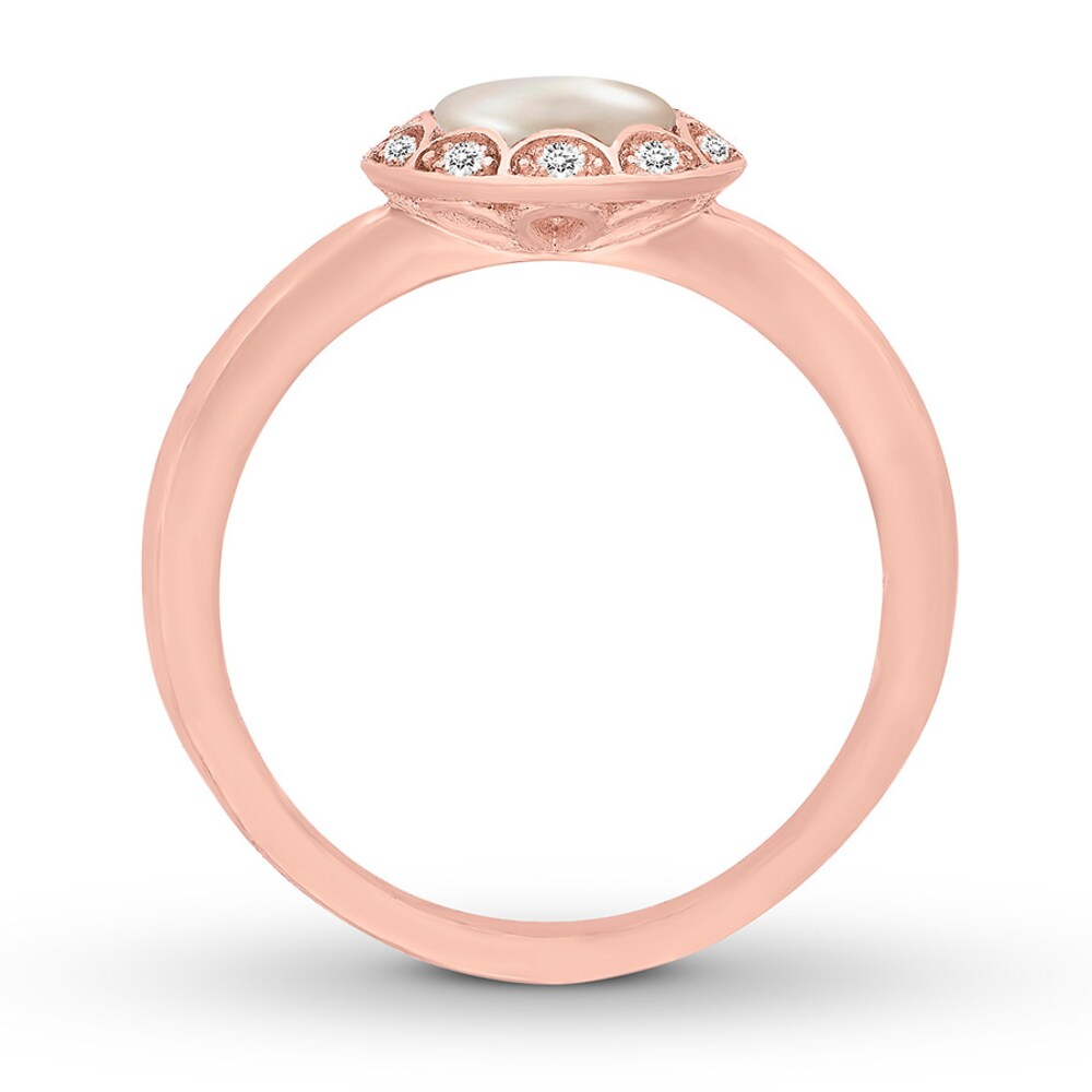 Cultured Pearl Ring 1/20 ct tw Diamonds 10K Rose Gold oBxw5Tqa Cultured Pearl Ring 1/20 ct tw Diamonds 10K Rose Gold oBxw5Tqa