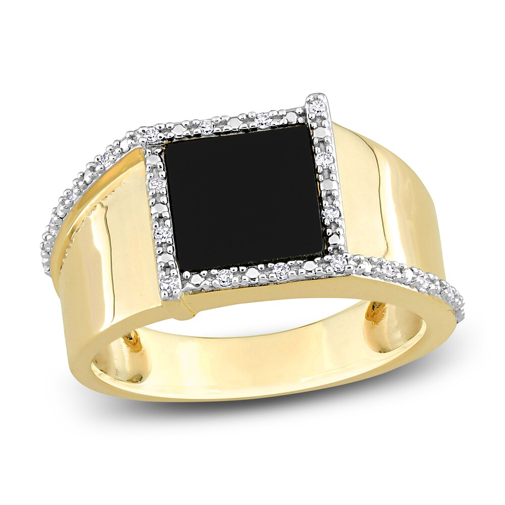 Men's Natural Onyx Ring 1/10 ct tw Diamonds 10K Yellow Gold oTwb4A52 Men's Natural Onyx Ring 1/10 ct tw Diamonds 10K Yellow Gold oTwb4A52
