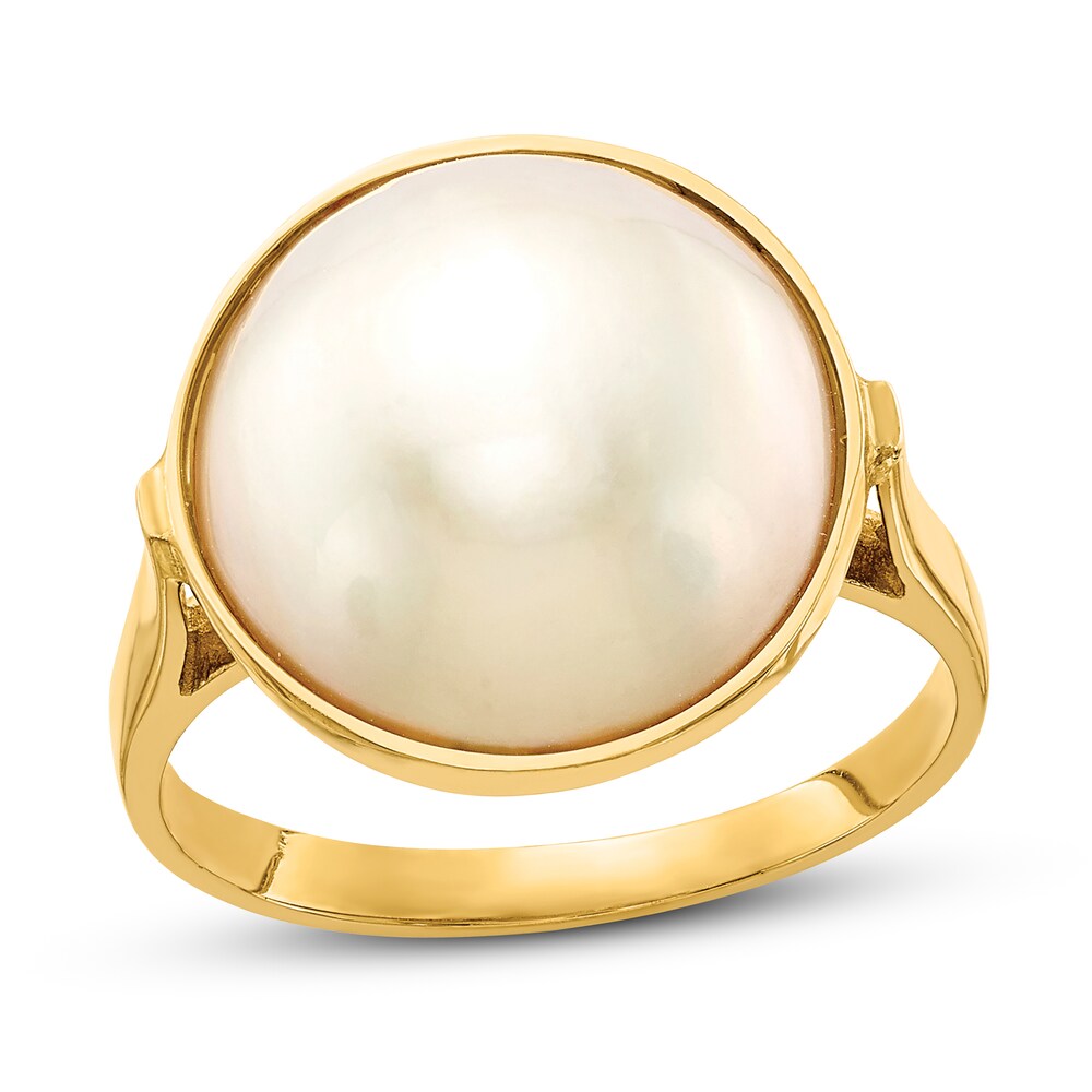 Cultured Freshwater Pearl Ring 14K Yellow Gold oV427bmO