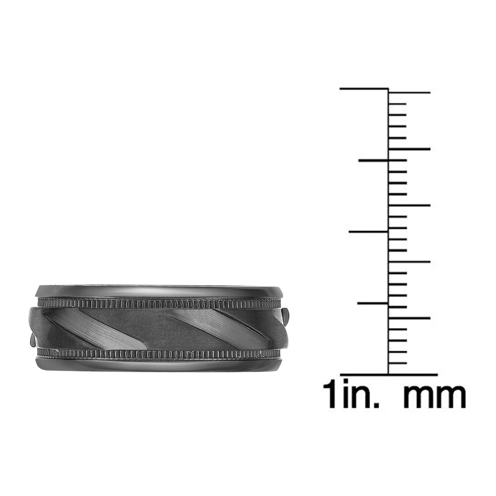 Men\'s Carved Wedding Band Black Zirconium 8.0mm oY1UUJrl