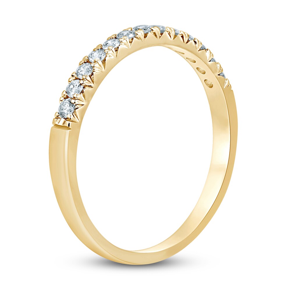 French Pave Diamond Wedding Band 1/4 ct tw Round 14K Yellow Gold pDFzXsaM