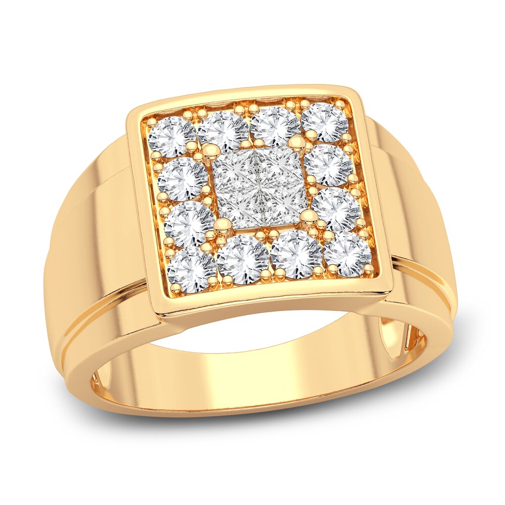 Men's Diamond Ring 1-1/2 ct tw Princess/Round 14K Yellow Gold pIQpgJ6F Men's Diamond Ring 1-1/2 ct tw Princess/Round 14K Yellow Gold pIQpgJ6F