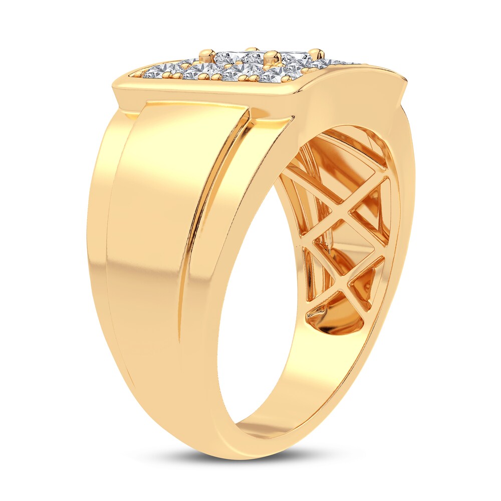 Men\'s Diamond Ring 1-1/2 ct tw Princess/Round 14K Yellow Gold pIQpgJ6F Men\'s Diamond Ring 1-1/2 ct tw Princess/Round 14K Yellow Gold pIQpgJ6F